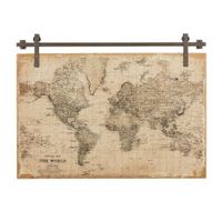 decoracion de pared con lamina de mapa del mundo envejecido 121 x 91 cm