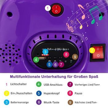 Coche De Parachoques Para Niños De 6 V, Rotación De 360 Grados Con Música Y Luces Led De Colores, Color Morado