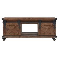 mesa de centro 91x51x38 cm madera de pino - marron