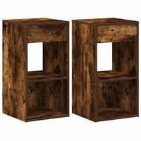 mesillas de noche con cajon 2 uds roble ahumado 35x34x665 cm vidaxl