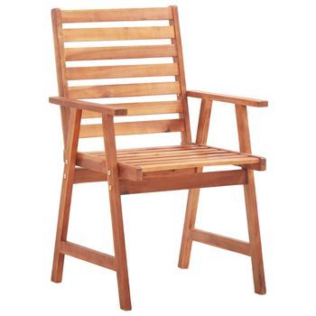 3 Uds Sillas De Comedor | Silla De Cocina | Mueble De Comedor De Exterior Madera Maciza De Acacia