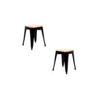 pack 2 taburetes torix pequenos madera natural 45 cm de acero reforzado 454040 cm - negro