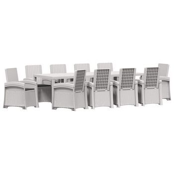 Conjunto De Comedor De Jardín 11 Uds. Blanco Y Antracita Pp Vidaxl