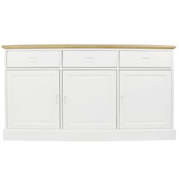 Aparador de pino y MDF blanco con tapa de roble 150 cm