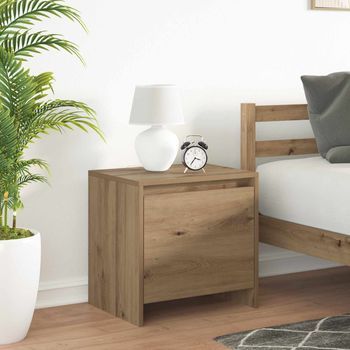 Mesita De Noche - Mueble Para Dormitorio - Madera De Ingeniería - Roble Artesanal (45x34x44.5cm)