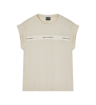EA7 para mujer. 7W000958_AF12503 Camiseta Logo beige (S), Casual, Algodón, Sin mangas / Tirantes