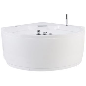 Bañera De Hidromasaje Esquinera De Acrílico Sanitario Blanco Con Led ⌀ 150 Cm Redonda Moderna Milano