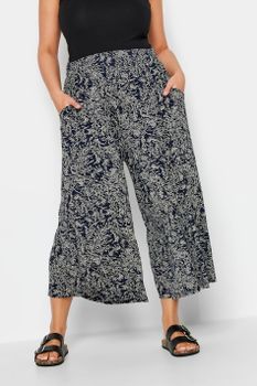 Yours Culottes Azules De Florecillas, Mujer Curvy Y Tallas Grandes, Yours