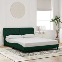 cama matrimonial  cama para adultos  estructura cama sin colchon terciopelo verde oscuro 160x200 cm cfw9647170