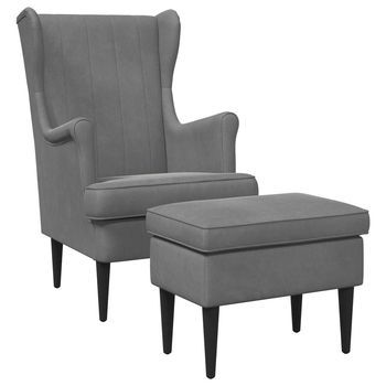 Sillón Con Pouf 2 Uds. Gris Oscuro Terciopelo Vidaxl