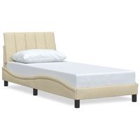 estructura de cama sin colchon tela crema 80x200 cm