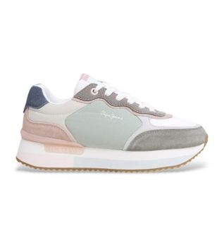 Pepe Jeans para mujer. PLS60034 Zapatillas de piel Rusper Class verde (38), Plano, Ante, Cordones, Casual
