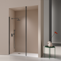 panel fijo de ducha fresh levante negro  90-91 cm cristal transparente