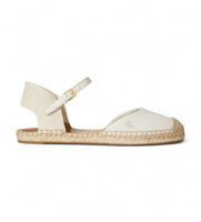 lauren ralph lauren para mujer 802982888003 alpargata plana robby de lona blanco roto 38 tela plano hebilla casual