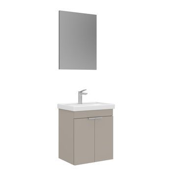 Conjunto De Mueble Con Lavabo Y Espejo (2 Piezas)  - 50 X 38 X 58 Cm - Arena