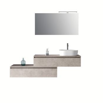 Composición Baño Astra Habana Piedra De 5 Piezas En Mdf