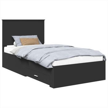 Estructura De Cama Con Cajón Negro Y Plata 90 X 200 Cm Vidaxl