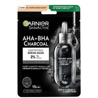 mascarilla facial de tela hidratante charcoal and algae de garnier