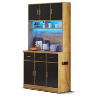 aparador buffet - mueble de cocina y comedor - mdf - natural y negro 100x40x180cm