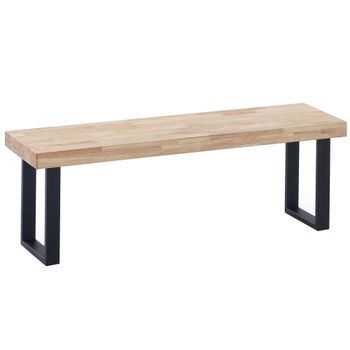 Banco Asiento Salón Comedor Indú Color Roble Nordish Y Negro 120x47x34 Cm