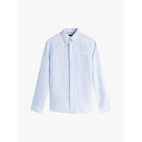 tommy hilfiger camisa manga larga mw0mw34602 linen pigment dyed-c10 breezy blue para hombre