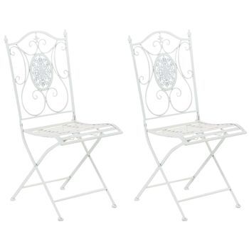 Pack De 2 Sillas De Jardín Sibell Plegables Metal Blanco 49x42x91.5 Cm Clp