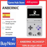 anbernic-consola portatil con tapa rg34xxsp pantalla ips de 34 pulgadas linux 64 bits 64g mas de 5000 juegos compatible con transmision de salida de tv hd-mi wifi 5g