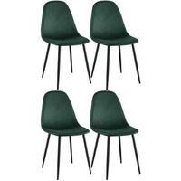 conjunto de 4 sillas de comedor napier terciopelo verde 51x44x88 cm clp