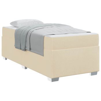 Estructura De Cama Con Colchón Crema 90 X 200 Cm Tela Vidaxl