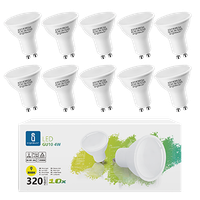 aigostar bombilla led 4w gu10 luz calida 3000k 320lm esmerilada no regulable - caja de 10 unidades