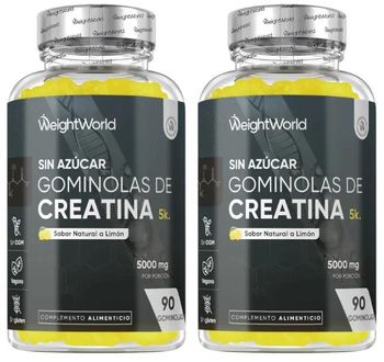 WeightWorld Gominolas de Creatina sin Azúcar Sabor Limón 5000mg 2x90 uds