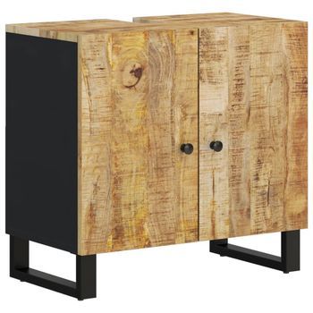 Mueble De Lavabo Madera Mango Y Madera Ingeniería 62x33x58 Cm Vidaxl