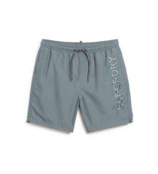 Superdry para hombre. M3010227A Bañador bordado Premium gris (M), Beachwear, Sostenible, Poliéster reciclado