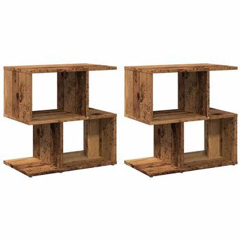 Pack 2 Uds Mesitas De Noche | Mesilla De Noche Madera Contrachapada Envejecida