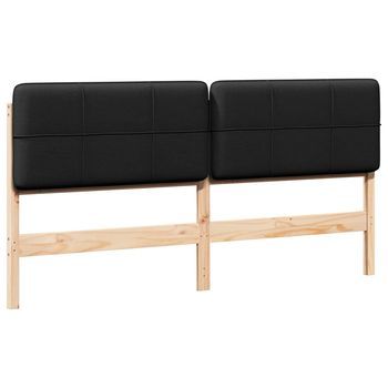 Cabecero Tapizado Marrón Y Negro 180 Cm Madera De Pino Macizo Vidaxl