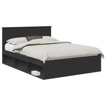 Estructura De Cama Negro 160 X 200 Cm Madera De Ingeniería Vidaxl