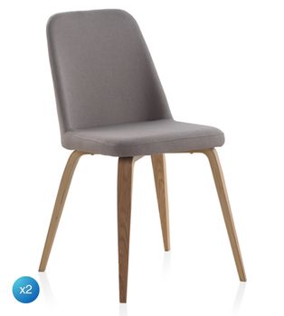 Pack 2 sillas madera tapizada en gris
