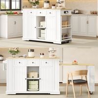 isla de cocina movil blanca con mesa extensible 138r213 x 55 x 93 cm
