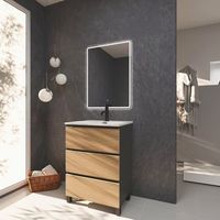 conjunto de bano yinu  60 cm negro - solomon  tres cajones  lavabo empotrado  mueble montado  no incluye espejo  alday
