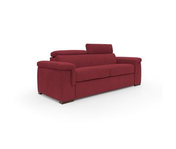 Giunone sofá cama convertible con colchón de 18 cm y reposacabezas reclinables en tejido impermeable 220 cm (mat. 140x197 cm) rojo