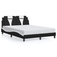 cama doble  cama para adultos  estructura cama cabecero cuero sintetico negro blanco 140x200cm