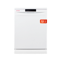 evvo lavavajillas 60 cm d1 12 cubiertos 5 programas bandeja ajustable panel oculto blancoinoxidable
