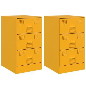 Mesitas De Noche 2 Uds Acero Amarillo Mostaza 34,5x39x62 Cm Vidaxl