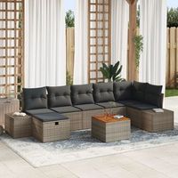 juego de sofa de jardin de 8 piezas con cojines gris polirratan v8048 unico  gris