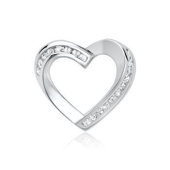 14 quilates colgante de oro blanco corazón 19 diamantes