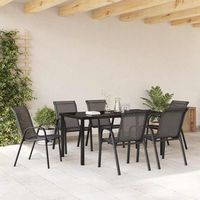 pack 6 uds sillas de jardin  silla de exterior  sillon apilables textilene negro
