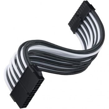 SilverStone PP07E-MBBW Cable Extensor de Alimentación Flexible 24 Pin Macho/Hembra 30cm Negro/Blanco