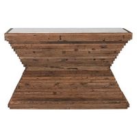 consola madera reciclada marmol 138x45x87 marron