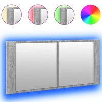 armario de bano con espejo y luz led gris sonoma 100x12x45 cm vidaxl