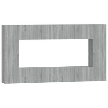Set De Muebles Para Tv 8 Pzas Madera Contrachapada Gris Sonoma Vidaxl